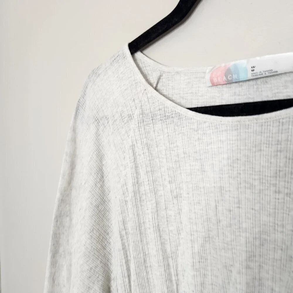 FREE PEOPLE BEACH Solid Heathered Grey Sweet Lady Crop Top